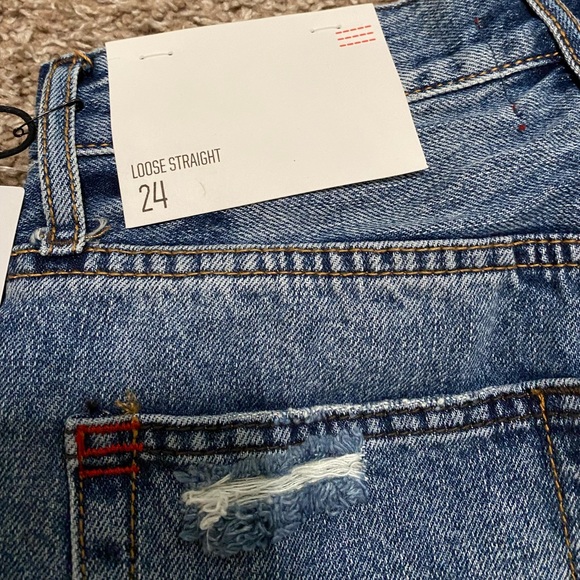 BDG Loose Straight Jean - Embroidered Crossword NWT - Picture 7 of 9